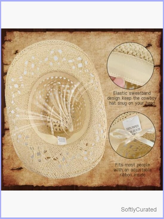 Straw Cowboy Hat Women\'s Woven Sun Hat With Bendable Brim